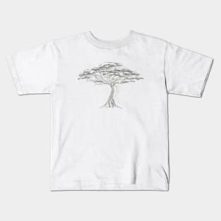 Acacia Shadow , black and white beautiful zen tree Kids T-Shirt